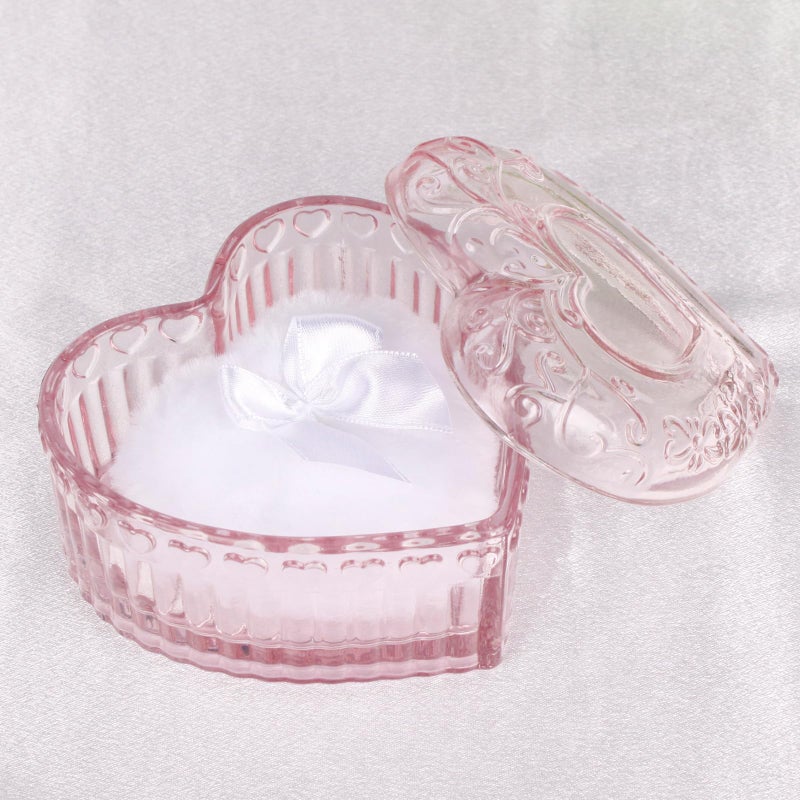 Gsteng Large Body Powder Puff Container, Pink Heart Crystal Powder Container, Reusable Dusting Powder Case, Body Puff Glass Jar, Puff not Including - Image 5