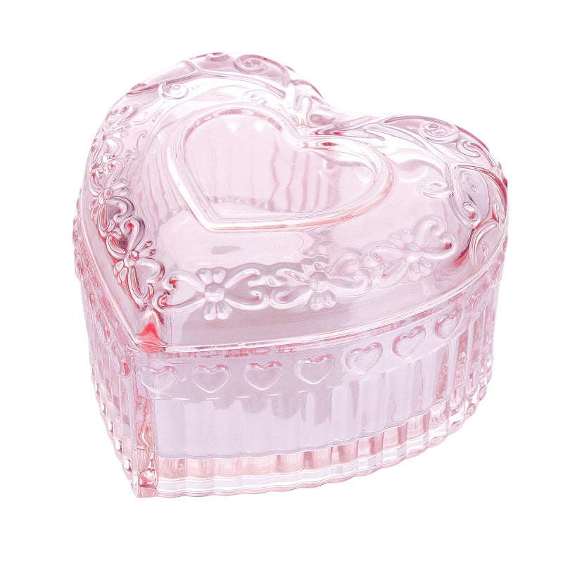 Gsteng Large Body Powder Puff Container, Pink Heart Crystal Powder Container, Reusable Dusting Powder Case, Body Puff Glass Jar, Puff not Including - Image 1