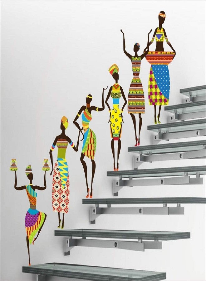 Walltech Combo of 4 Wall Sticker Welcome to Our Home Vine-(76 x46 cms) | Tribal Lady-(180 x 60 cms) | Monkey Hanging on Tree-(120 x 120 cms) | sb Folk Band-(11 x15 cms) - Material Vinyl - Image 3
