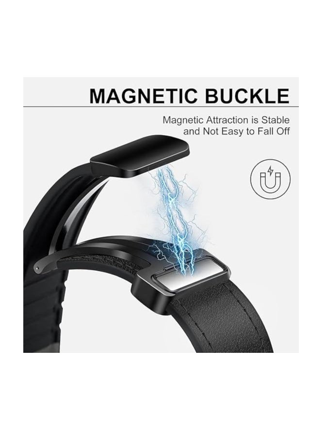 MIGOFAST - Magnetic Leather Watch Band for Apple Watch Ultra 49mm/45mm/44mm/42mm  Magnetic Buckle Genuine Leather Strap for Apple Watch Series Black - Image 1