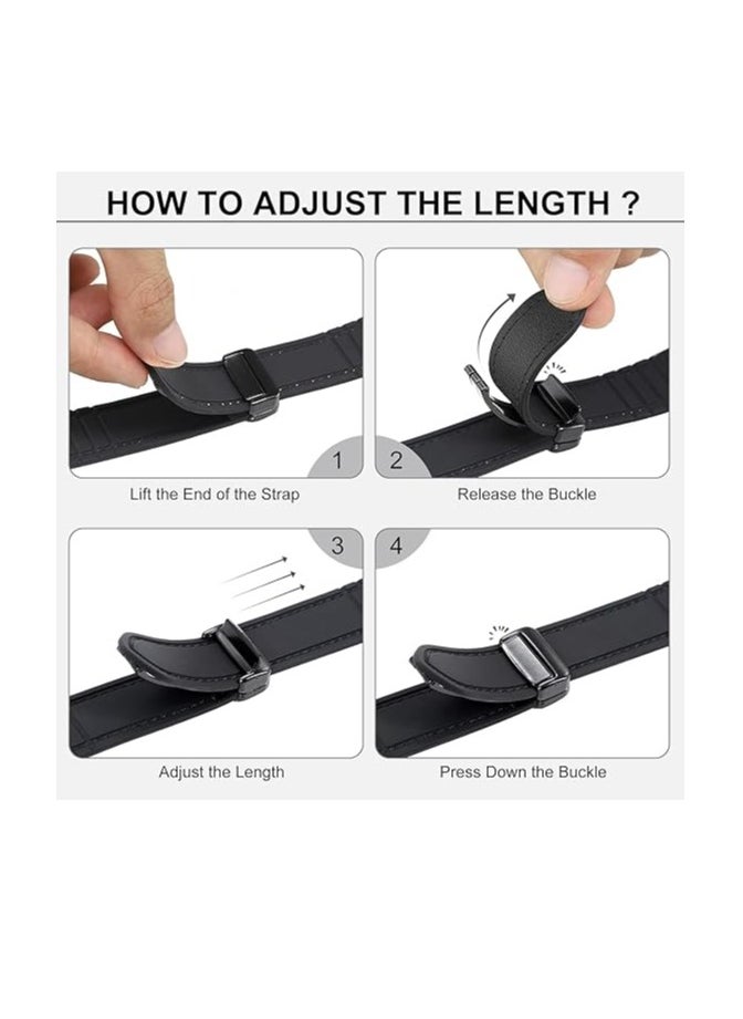 MIGOFAST - Magnetic Leather Watch Band for Apple Watch Ultra 49mm/45mm/44mm/42mm  Magnetic Buckle Genuine Leather Strap for Apple Watch Series Black - Image 1