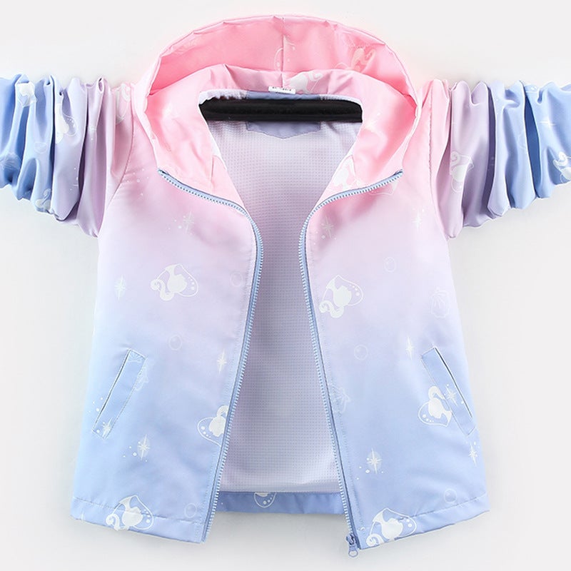 2024 coat girls middle-aged girls Korean casual gradient color charge coat childrens coat in stock wholesale Pink  - Image 2