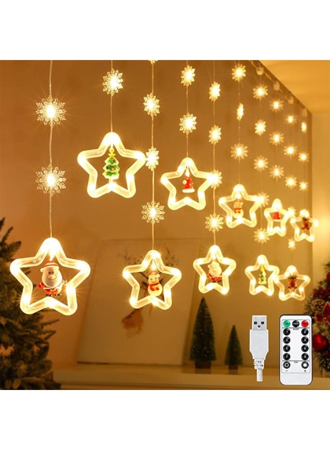 تشيلور أضواء عيد الميلاد من شيلور، ١٠ مصابيح شجرة، ١٢٠ مصباح ليد، تعمل بالبطارية، مزودة بجهاز تحكم عن بعد عبر USB، مع زينة بابا نويل، بطول ٩.٨٤ قدم، مناسبة لغرف النوم وحفلات الزفاف (نجمة). - Image 1