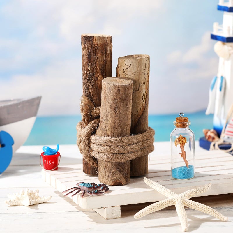 Threehoney 3 Pcs Rustic Wood Table Sign Beach Driftwood Piling Table Centerpiece Coastal Nautical Table Decor Coastal Farmhouse Decor for Summer Kitchen Bedroom Dining Room Decoration - Image 1