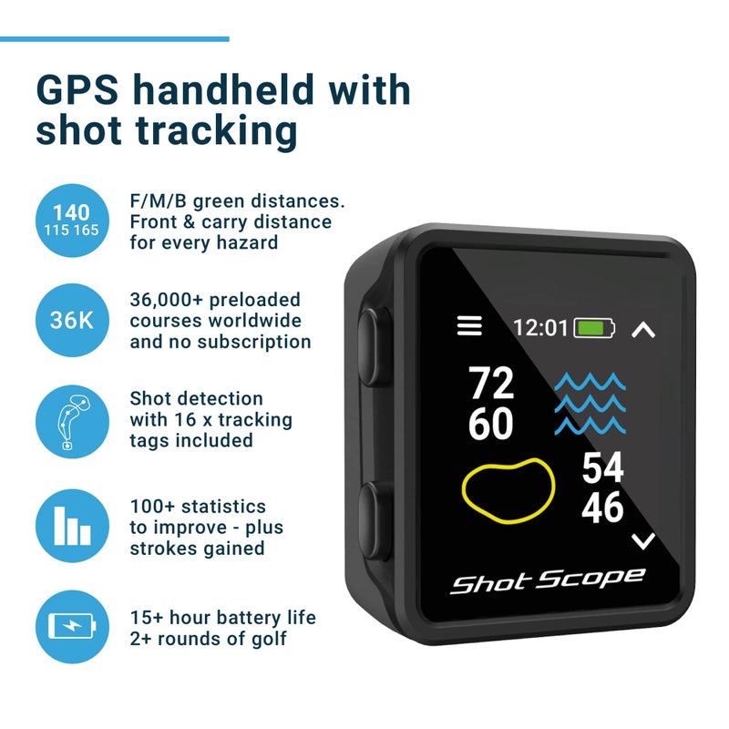 Shot Scope Technologies Shot Scope H4 GPS Handheld with Shot Tracking - F/M/B Green and Hazard Distances - 36,000+ pre-Loaded Courses - 100+ Statistics Including Strokes Gained - No subscriptions  - Image 2