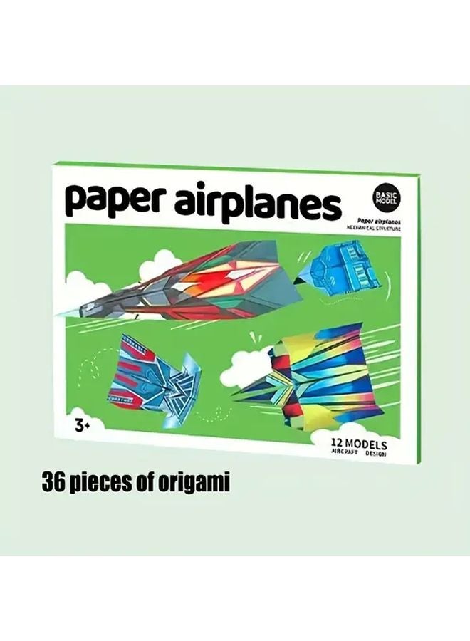طائرة ورقية أوريغامي نمط مختلط 36 ورقة مع خطوط طي مطبوعة مسبقًا هدية حرفية للقيام بها بنفسك - Image 1