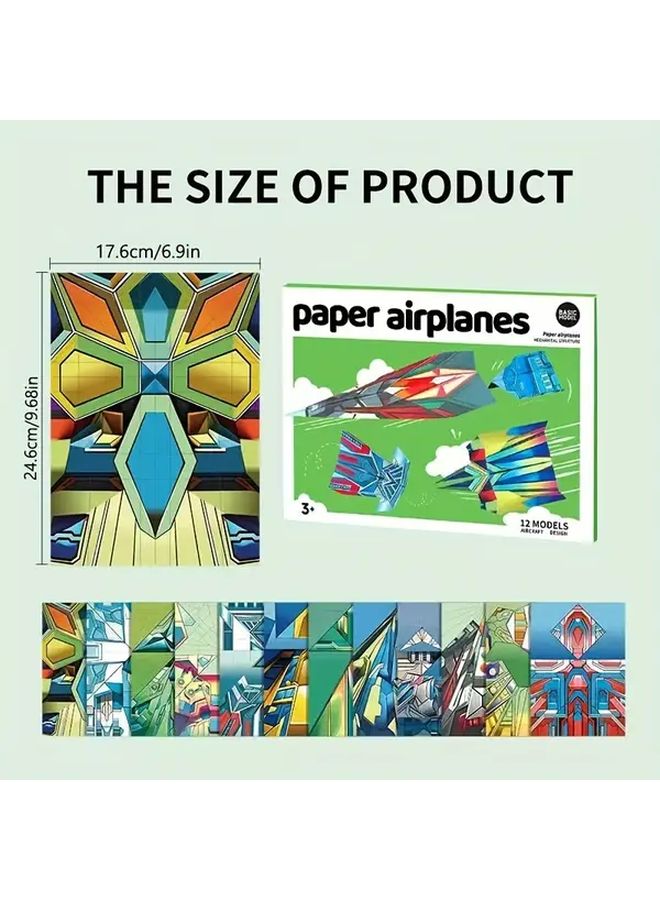طائرة ورقية أوريغامي نمط مختلط 36 ورقة مع خطوط طي مطبوعة مسبقًا هدية حرفية للقيام بها بنفسك - Image 3