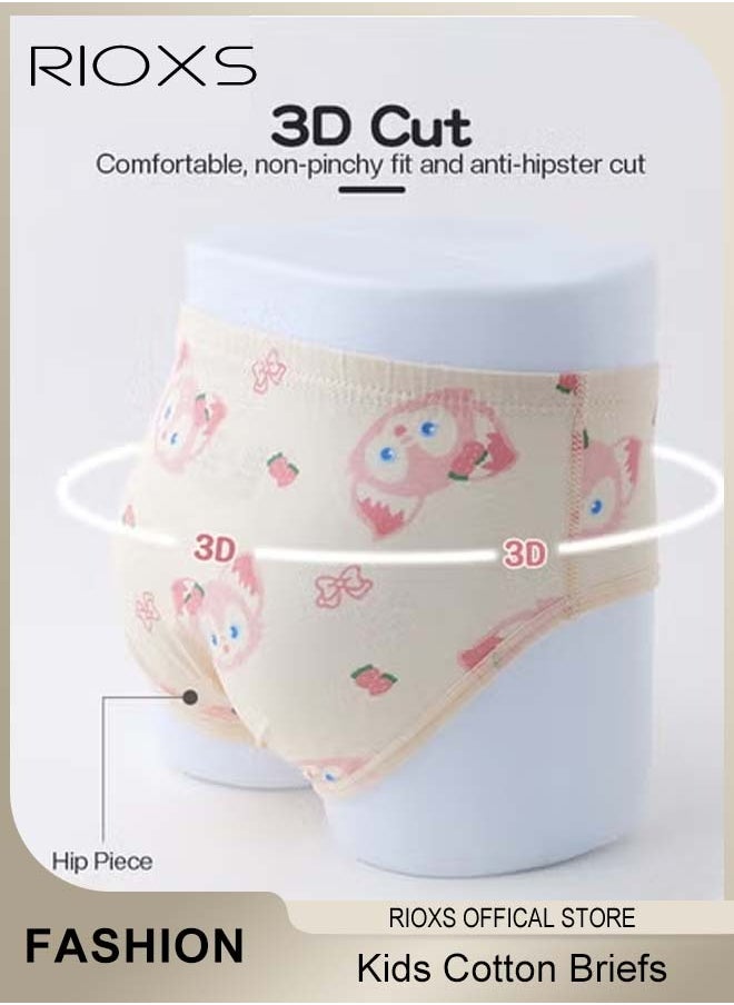 RIOXS - 4 Pack Cotton Briefs For Kids,Little Girl Shorts,Printed Cute Patter Briefs,Boxer Briefs For Girls With Comfort Soft Waistband,Breathable Shorts Briefs For Kids 3-8 Years - Image 1
