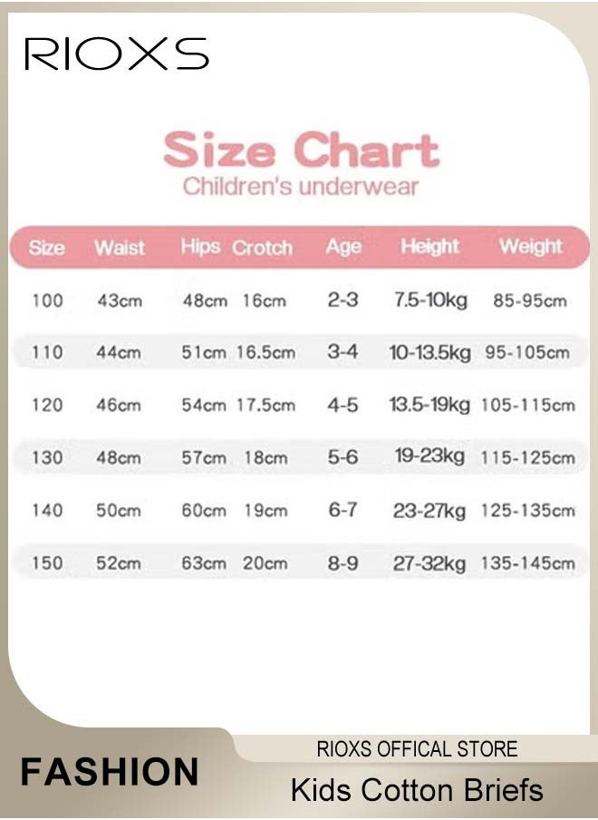 RIOXS - 4 Pack Cotton Briefs For Kids,Little Girl Shorts,Printed Cute Patter Briefs,Boxer Briefs For Girls With Comfort Soft Waistband,Breathable Shorts Briefs For Kids 3-8 Years - Image 1