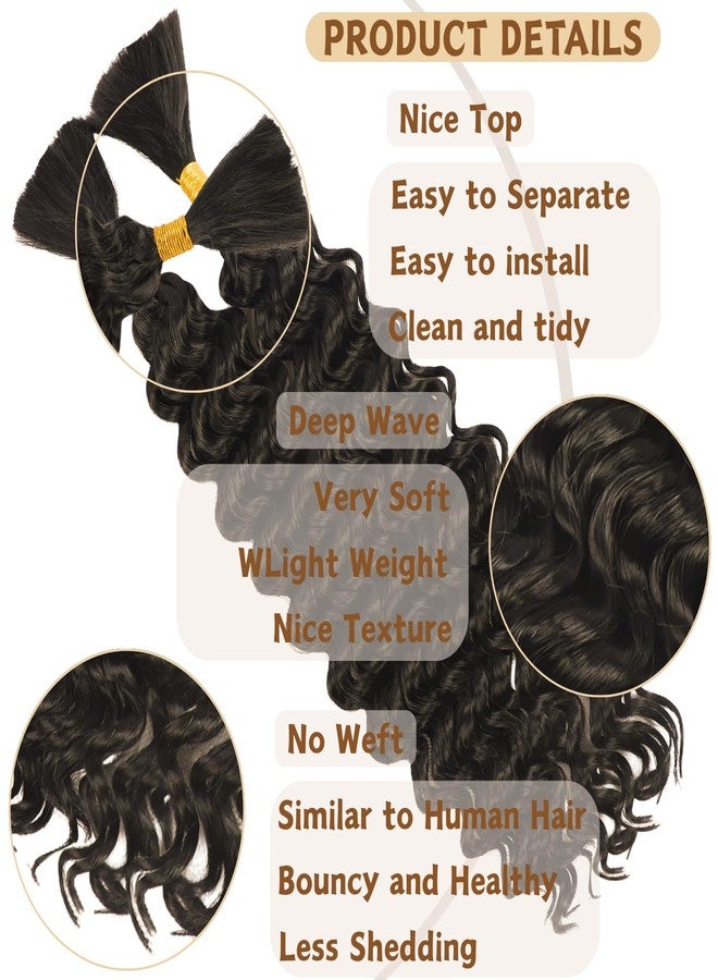 FCHLHFC Deep Wave Bulk Hair 2 Bundles/Pack 150g 22 Inch No Weft Deep Wave Bulk Hair for Braiding No Weft Faux Boho Braids Wet and Wavy（4# 22inch 2pc） - Image 3