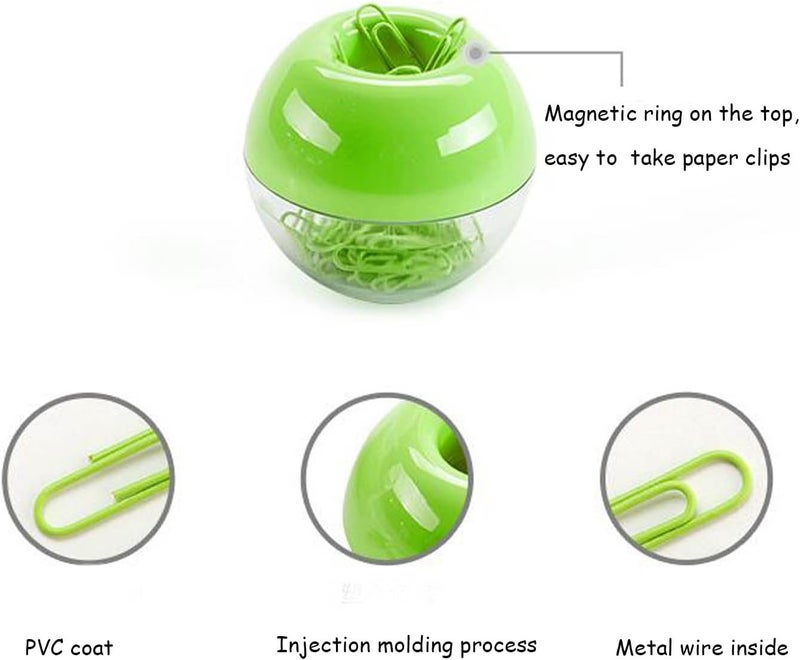 Supfoxer Lime Green Magnetic Paper Clip Holder，100pcs Paper Clips 28mm(1.1") Cute Office Supplies for Desk Organizer - Image 2