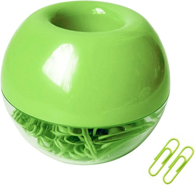 Supfoxer Lime Green Magnetic Paper Clip Holder，100pcs Paper Clips 28mm(1.1") Cute Office Supplies for Desk Organizer - Image 1