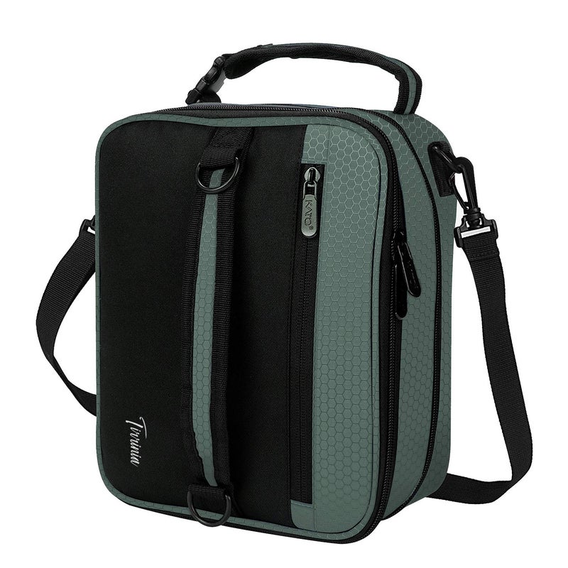 Tirrinia Expandable Insulated Lunch Bag for Men Women Leakproof Reusable Cooler LunchBox for Kids Adults with Shoulder Strap Perfect for Work School Office TravelGrey
