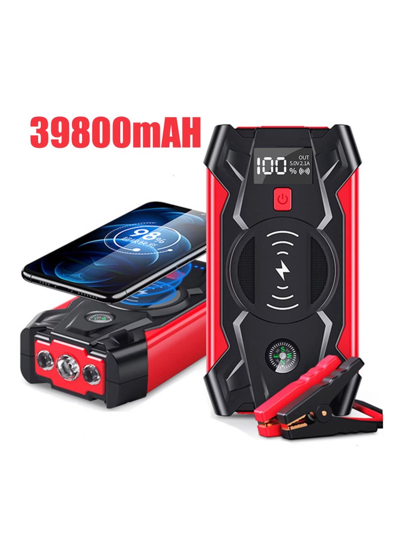 Generic Car Jump Starter 4000 Amp 12V Lithium Car Battery Booster Pack, Portable Power Bank Charger with 10W Wireless Charger and Jumper Cables for All Gas and 8-Liter Diesel Engines,4 LED Modes  - Image 1