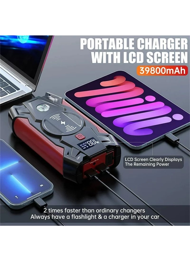 Generic Car Jump Starter 4000 Amp 12V Lithium Car Battery Booster Pack, Portable Power Bank Charger with 10W Wireless Charger and Jumper Cables for All Gas and 8-Liter Diesel Engines,4 LED Modes  - Image 2