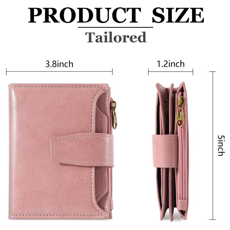 Airkit Small Wallet Women RFID Blocking Soft Leather Bifold Compact Card Holder Wallet for Women with Zipper Coin Pocket 4 ID Window - Image 3