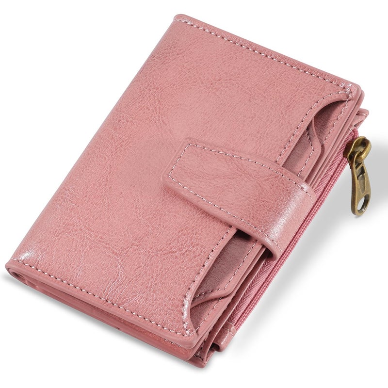 Airkit Small Wallet Women RFID Blocking Soft Leather Bifold Compact Card Holder Wallet for Women with Zipper Coin Pocket 4 ID Window - Image 1