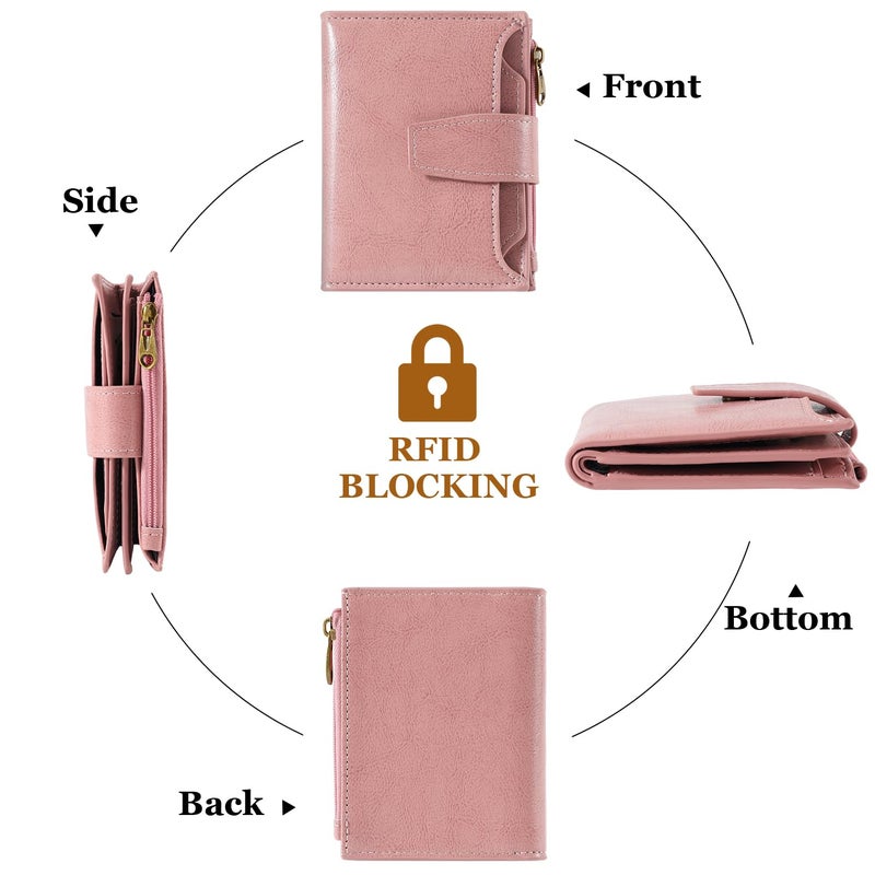 Airkit Small Wallet Women RFID Blocking Soft Leather Bifold Compact Card Holder Wallet for Women with Zipper Coin Pocket 4 ID Window - Image 4