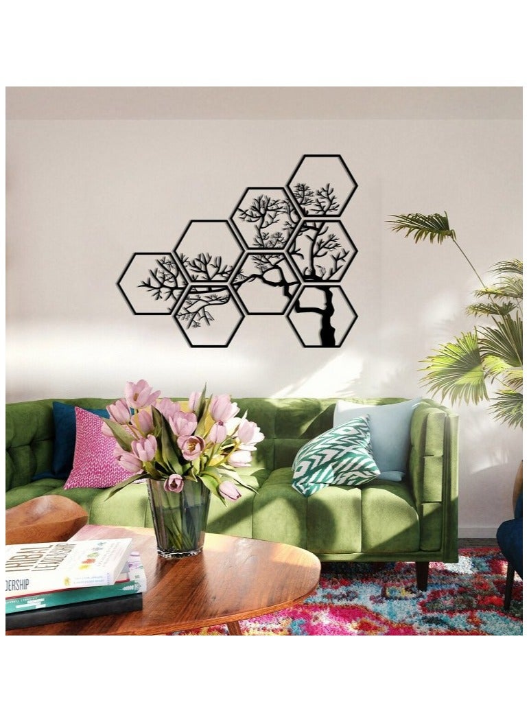 هوم جاليري لوحة فنية جدارية على شكل شجرة هندسية من الخشب ، 120x80 - Image 1