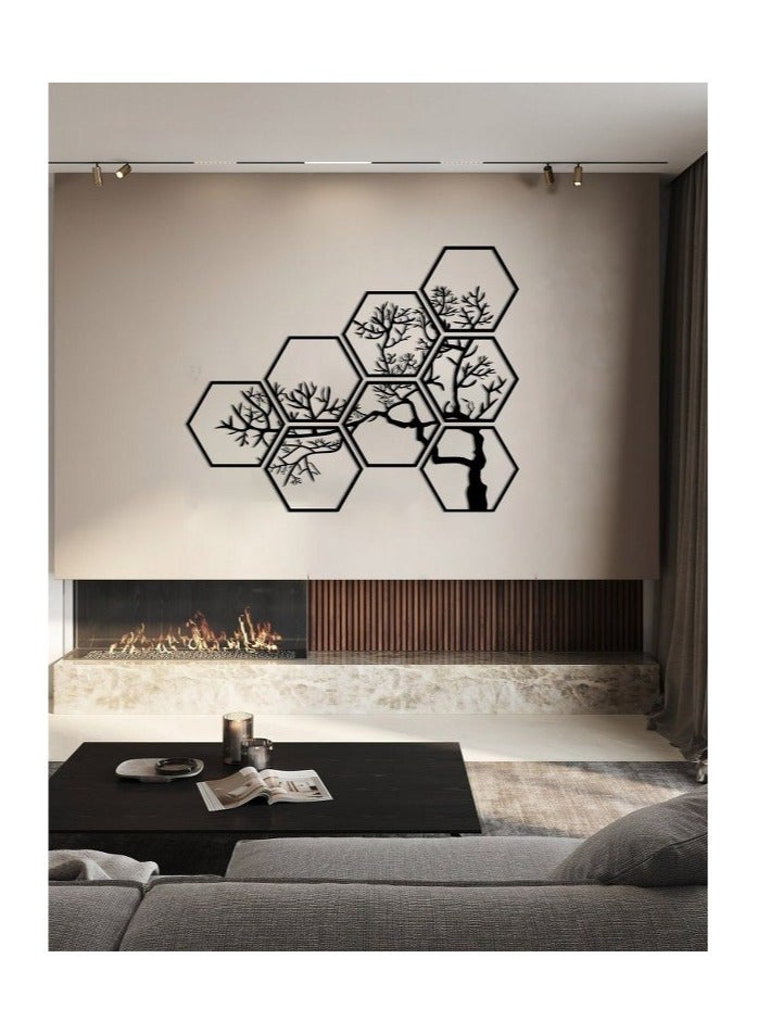 هوم جاليري لوحة فنية جدارية على شكل شجرة هندسية من الخشب ، 120x80 - Image 2