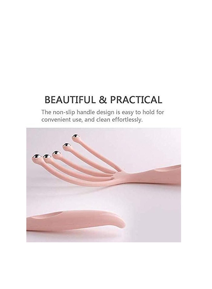 أداة تدليك فروة الرأس علاجية محمولة باليد مع خرز دوار من الستانلس ستيل لنمو الشعر المجعد الدهني - Image 2