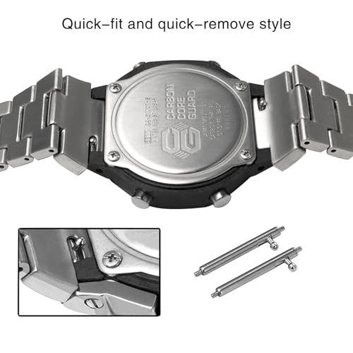 Neuupesen مجموعة تعديل Neuupesen GM-2100 مع سوار إطلاق سريع، سوار ساعة من الفولاذ المقاوم للصدأ 316L، حزام ساعة معدني صلب لقطع غيار GBM-2100 GM-5600 (سوار معدني فضي، GM-2100/GBM-2100/GM-5600) - Image 4