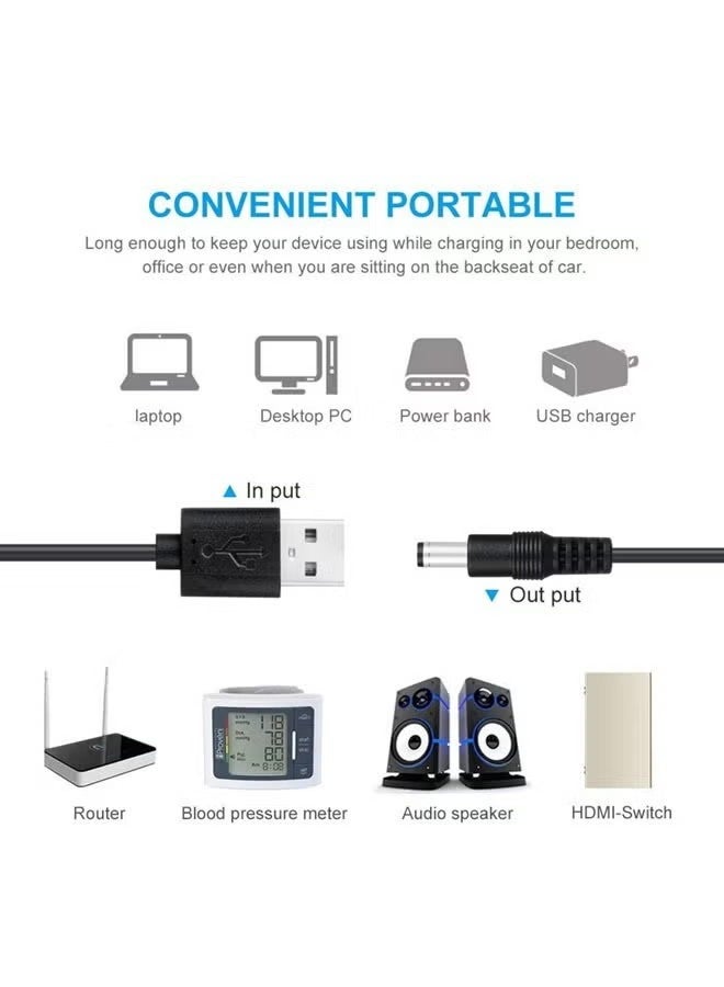 Universal 5V USB to DC 5V Power Cord 5.5 2.1 mm Plug Connector Tip Jack Charging Cable with 8 Connector Tips - Image 3
