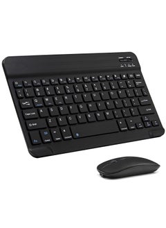 UltraSlim Bluetooth Keyboard and Mouse Combo Rechargeable Portable Wireless Keyboard Mouse Set for Apple iPad iPhone iOS 13 and Above Samsung Tablet Phone Smartphone Android Window. (BLACK)