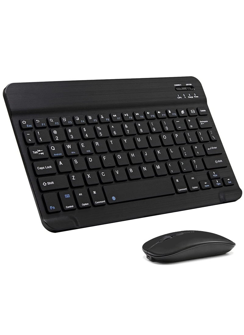 ELTRAZONE - UltraSlim Bluetooth Keyboard and Mouse Combo Rechargeable Portable Wireless Keyboard Mouse Set for Apple iPad iPhone iOS 13 and Above Samsung Tablet Phone Smartphone Android Window. (BLACK) - Image 1