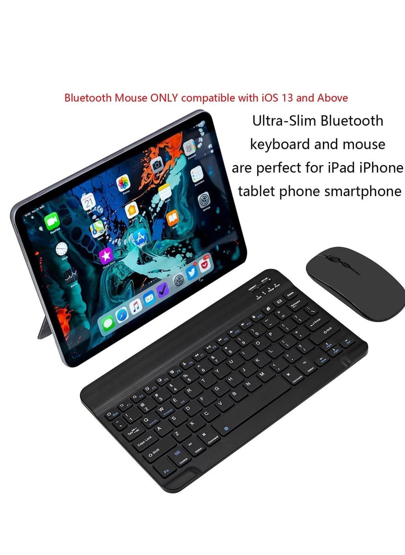 ELTRAZONE - UltraSlim Bluetooth Keyboard and Mouse Combo Rechargeable Portable Wireless Keyboard Mouse Set for Apple iPad iPhone iOS 13 and Above Samsung Tablet Phone Smartphone Android Window. (BLACK) - Image 1