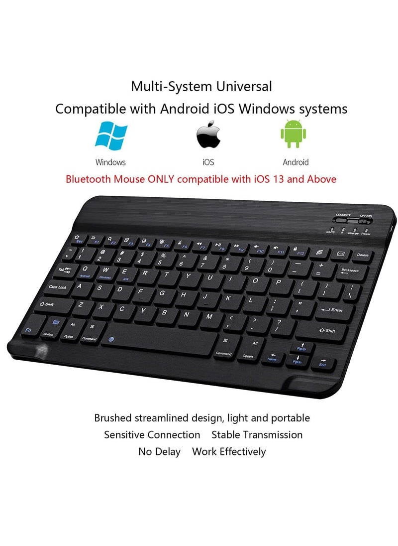 ELTRAZONE - UltraSlim Bluetooth Keyboard and Mouse Combo Rechargeable Portable Wireless Keyboard Mouse Set for Apple iPad iPhone iOS 13 and Above Samsung Tablet Phone Smartphone Android Window. (BLACK) - Image 1