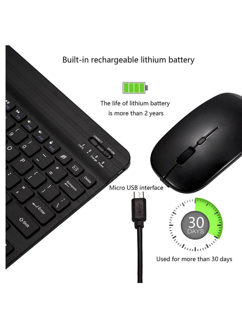 ELTRAZONE - UltraSlim Bluetooth Keyboard and Mouse Combo Rechargeable Portable Wireless Keyboard Mouse Set for Apple iPad iPhone iOS 13 and Above Samsung Tablet Phone Smartphone Android Window. (BLACK) - Image 1