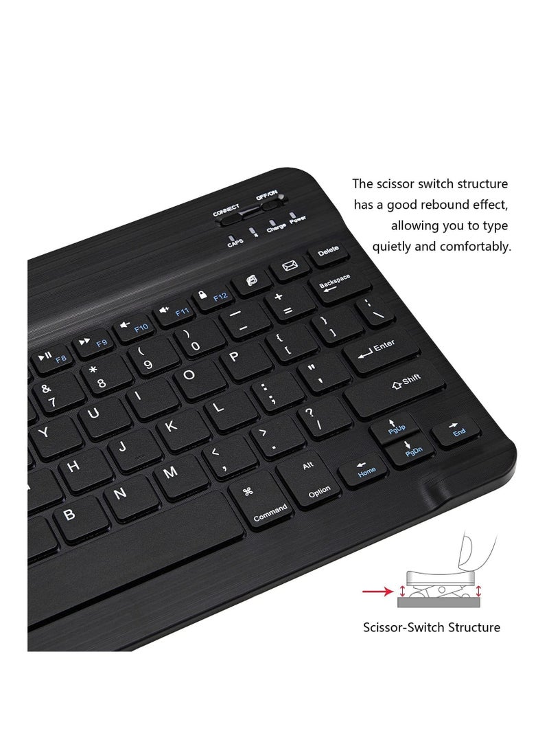 ELTRAZONE - UltraSlim Bluetooth Keyboard and Mouse Combo Rechargeable Portable Wireless Keyboard Mouse Set for Apple iPad iPhone iOS 13 and Above Samsung Tablet Phone Smartphone Android Window. (BLACK) - Image 1