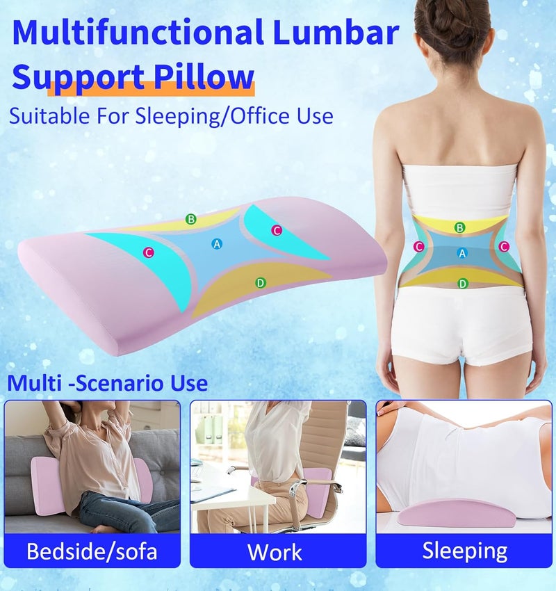 vamorry Lumbar Support Pillow for Bed – Memory Foam Waist Pillow with Cooling Cover for Comfortable Back Support – Bolster Pillow for Side, Back & Stomach Sleepers – for Bed, Sofa, Car - Image 3
