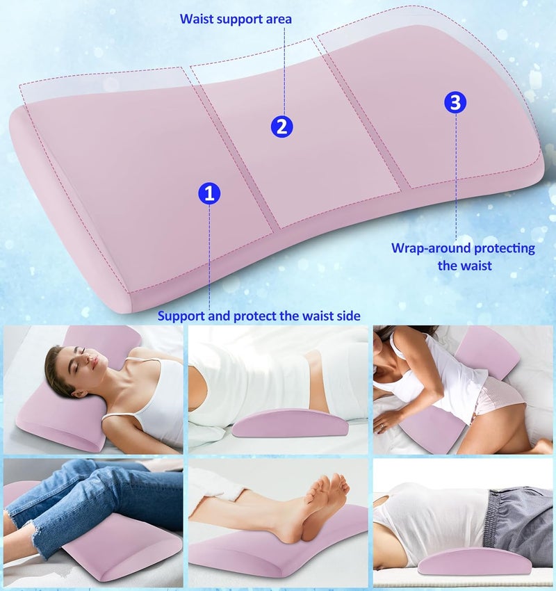 vamorry Lumbar Support Pillow for Bed – Memory Foam Waist Pillow with Cooling Cover for Comfortable Back Support – Bolster Pillow for Side, Back & Stomach Sleepers – for Bed, Sofa, Car - Image 5
