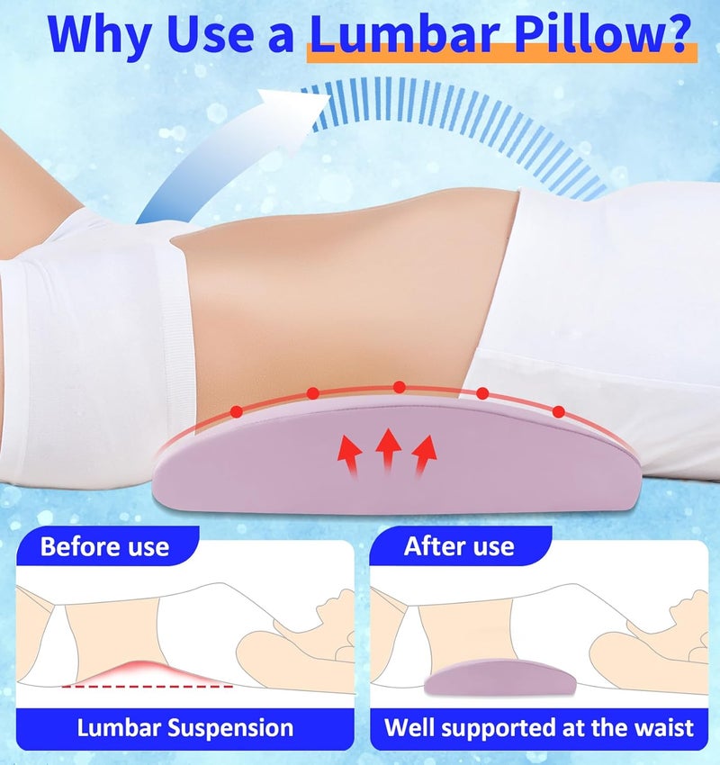 vamorry Lumbar Support Pillow for Bed – Memory Foam Waist Pillow with Cooling Cover for Comfortable Back Support – Bolster Pillow for Side, Back & Stomach Sleepers – for Bed, Sofa, Car - Image 2