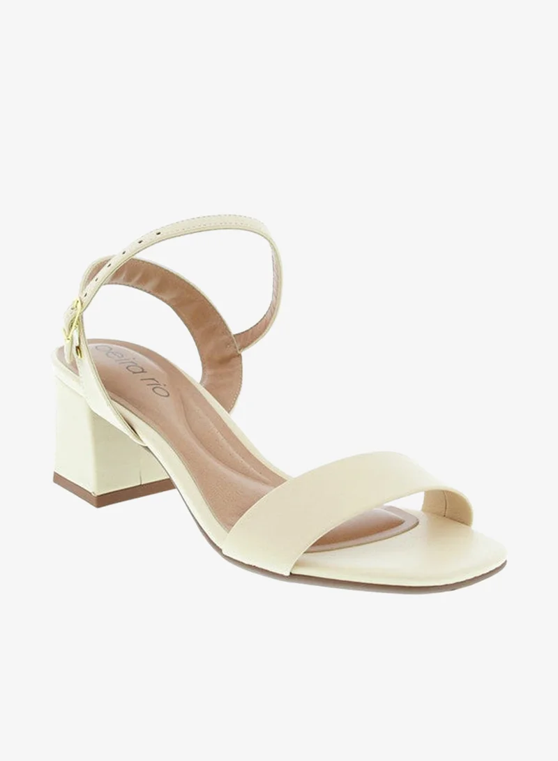 Beira Rio Ladies Mid Heel Sandals Beige | Made In Brazil