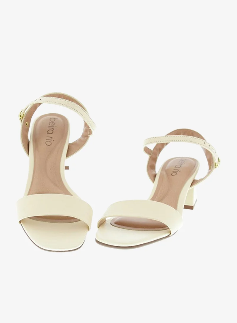Beira Rio Beige Beira Rio Ladies Mid Heel Sandals Beige | Made In Brazil for Women | Best Price UAE