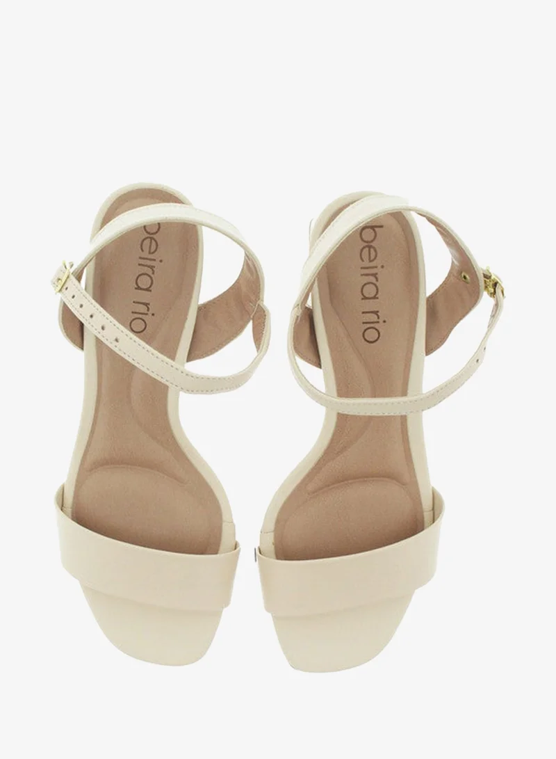 Beira Rio Beige Beira Rio Ladies Mid Heel Sandals Beige | Made In Brazil for Women | Best Price UAE