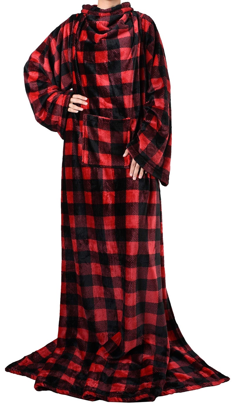 Catalonia Wearable Blanket with Sleeves and Pocket  Cozy Soft Fleece Mink Micro Plush Wrap Throws Blanket Robe for Women and Men - Image 4