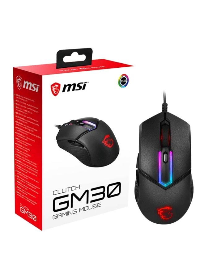 Msi Clutch Gm30 6200 Dpi AdjUStable Omron Switch Symmetrical Design Wired Rgb Gaming MoUSe - Black - Image 4