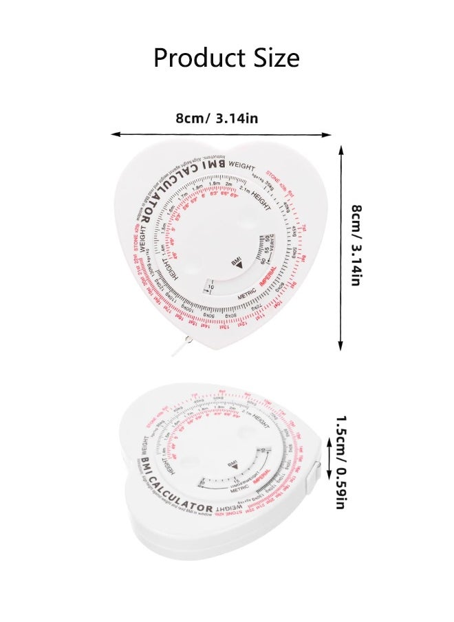 Generic Heart Shaped BMI Measuring Tape，Soft Retractable Waist Measurement Tool for Body Measurement，Portable Flexible Measuring Tape for Weight and Fat Measurement(White)  - Image 5