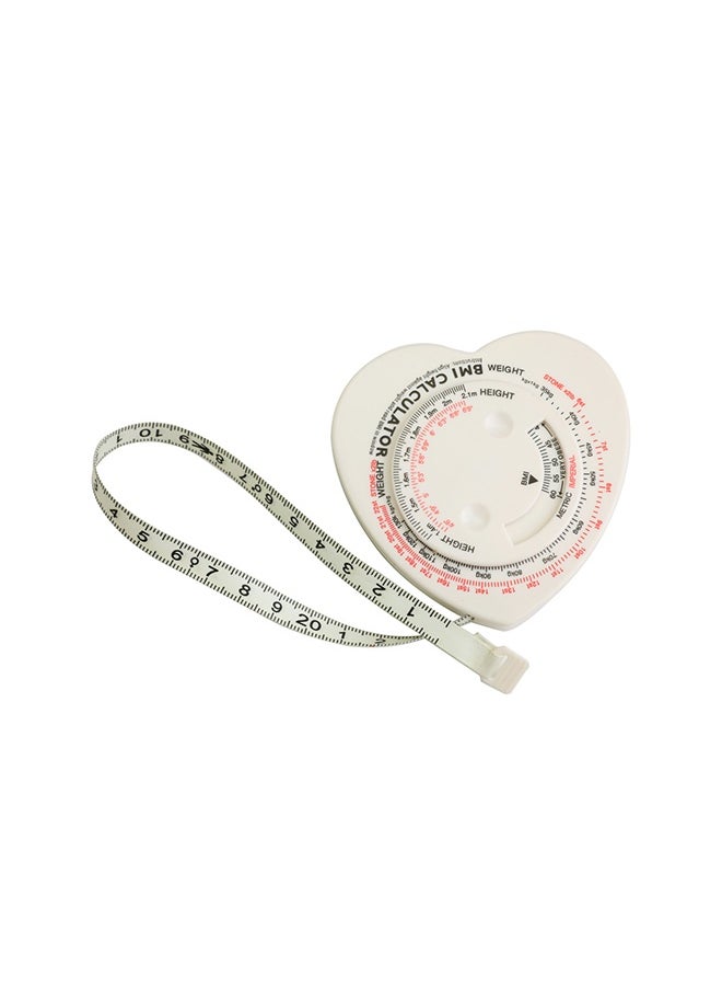 Generic Heart Shaped BMI Measuring Tape，Soft Retractable Waist Measurement Tool for Body Measurement，Portable Flexible Measuring Tape for Weight and Fat Measurement(White)  - Image 1