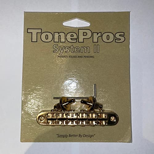 TonePros Locking Tune-o-matic (small posts) Notched Saddles Gold - Image 4