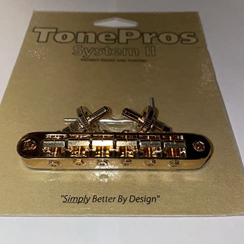 TonePros Locking Tune-o-matic (small posts) Notched Saddles Gold - Image 5
