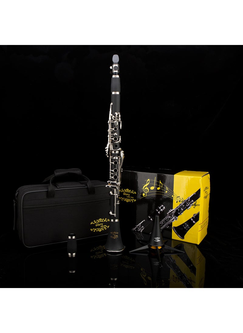 Glory Glory GLY-PBK Professional Ebonite Bb Clarinet with 10 Reeds, Stand, Hard Case, Cleaning Cloth, Cork Grease, Mouthpiece Brush and Pad Brush, Black  - Image 5