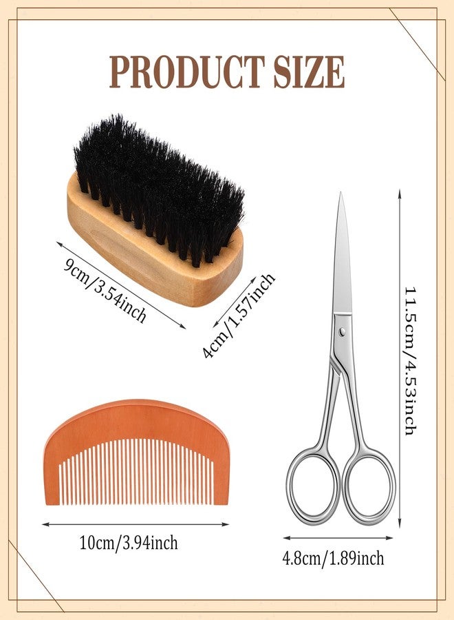 Maitys 10 Sets Beard Brush and Comb Set Bulk Boar Bristle Beard Brush Comb Scissors Kit Gifts for Men Father Colleague Employee Appreciation(Rectangle - Image 2