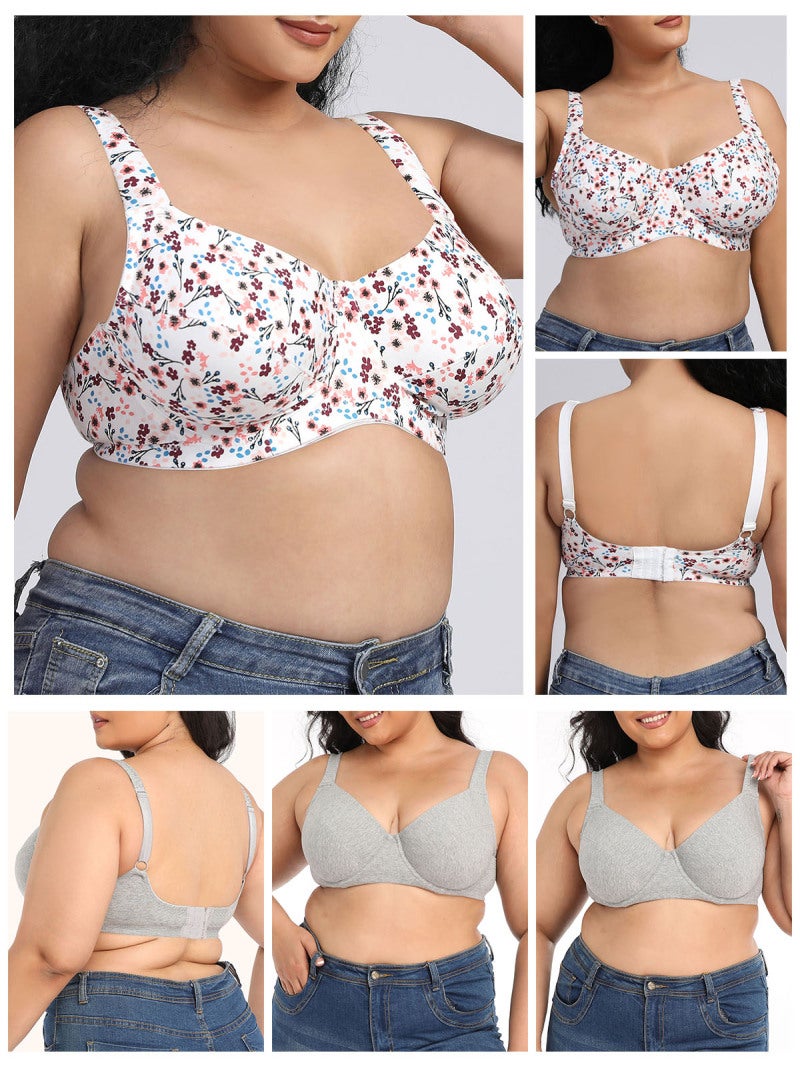 Women Plus Size Bra Full Coverage Soft Cups with Underwire - Image 5