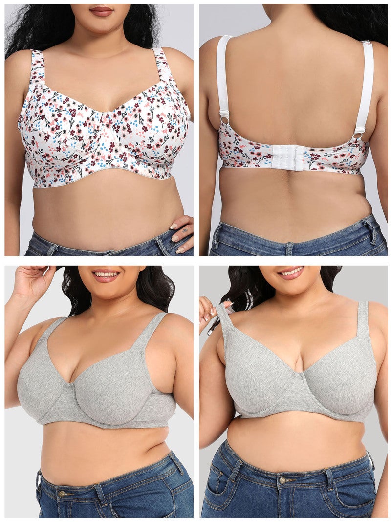 Women Plus Size Bra Full Coverage Soft Cups with Underwire - Image 4