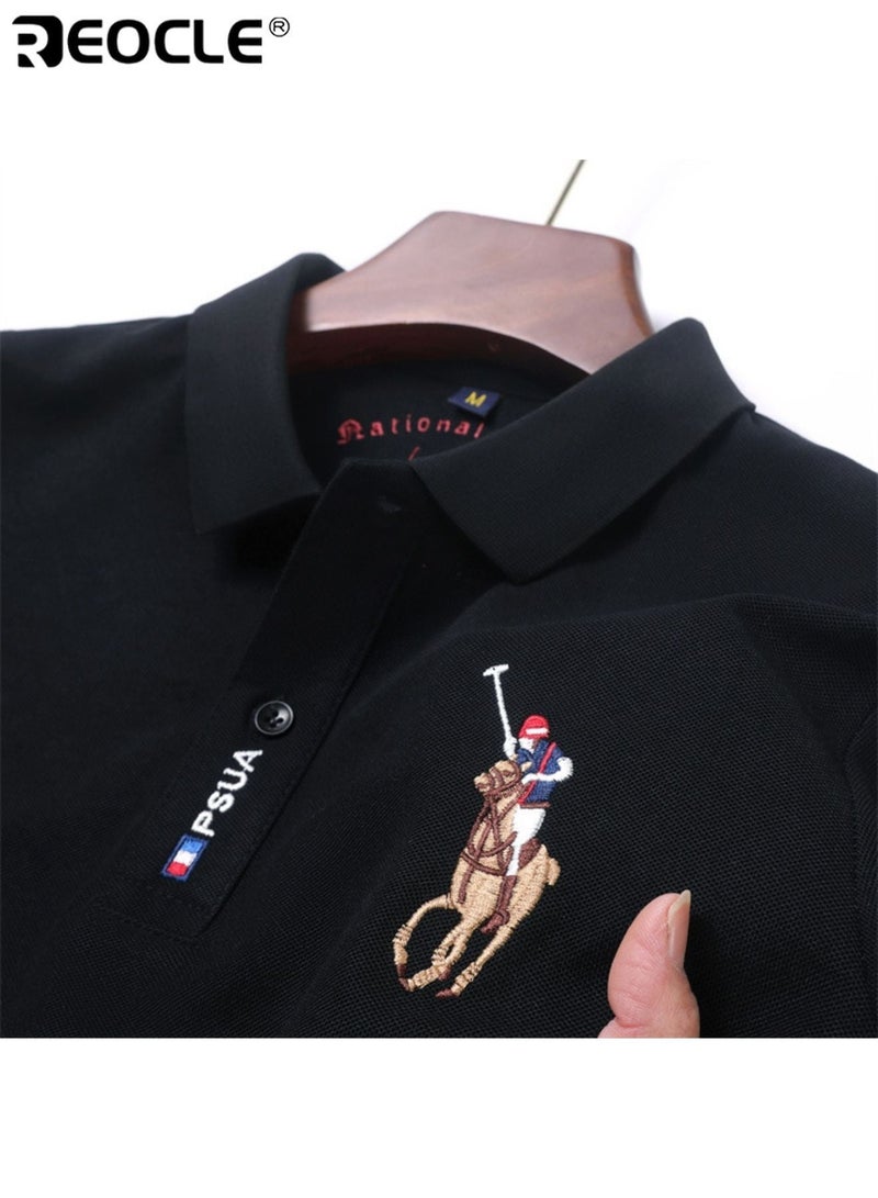 ريوكل قميص بولو رجالي مطرّز قميص كاجوال للأعمال بأكمام قصيرة قمصان غولف مزودة بأزرار - Image 3